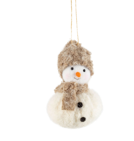 Felted Wool Snowman Ornament