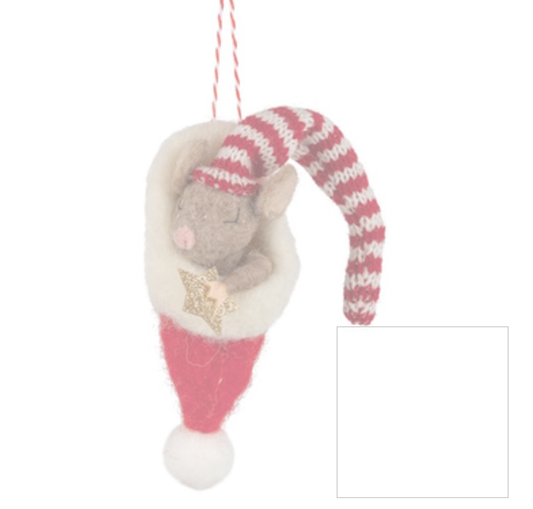 Felt Sleeping Christmas Mouse