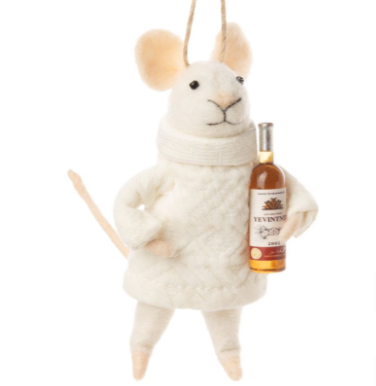 Felt Mouse with White Knit Sweater