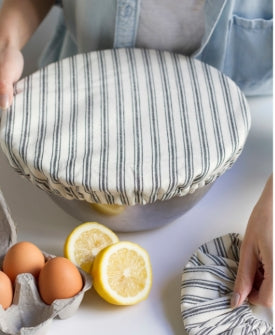 Ticking Reusable Bowl Covers Set 2