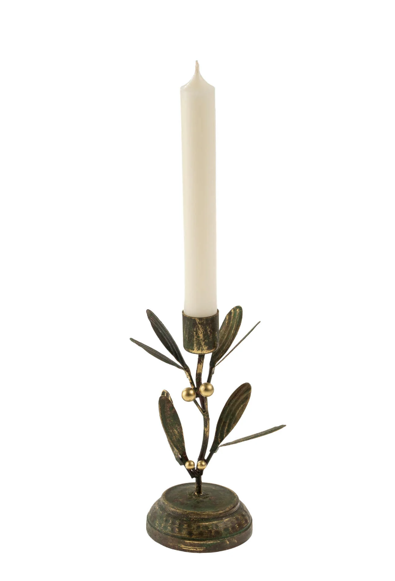 Golden Mistletoe Candlesticks