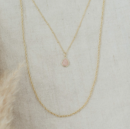 Paris Drop Necklace - Rose Quartz, Glee