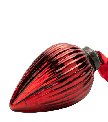 Ribbed Mercury Glass Red Ornament