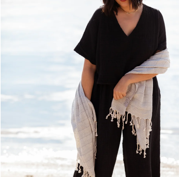 Crinkle V Neck Crop Top Fair Trade Artisan Made