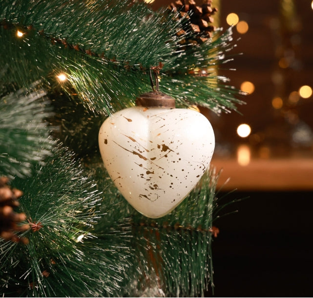 Golden Snow Heart Ornament