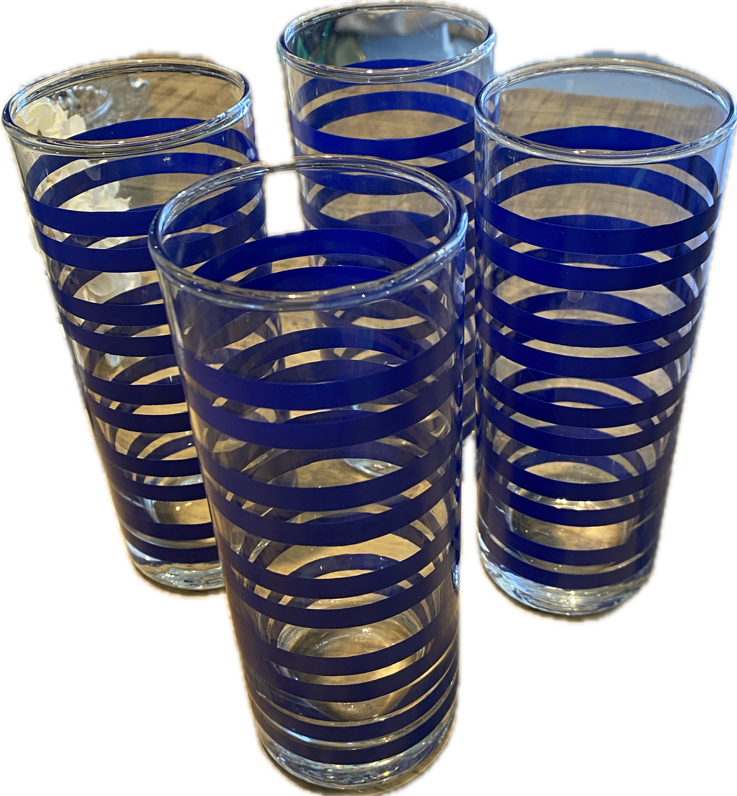 Blue Striped Vintage MCM Highballs