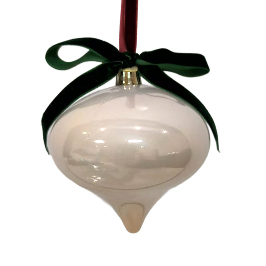 White Pearl Finish Onion Shape Ornament