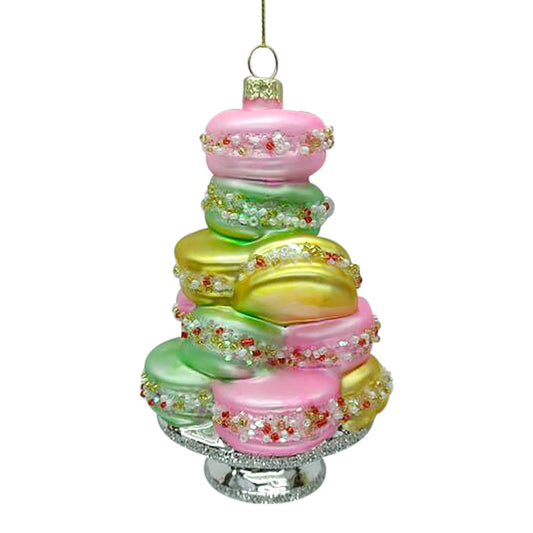 Cake Plate Stacked Macarons Ornament