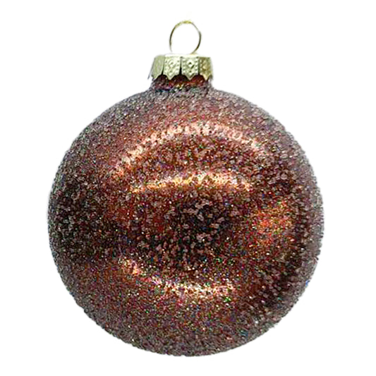 Brown Glittered Glass Ornament 3"