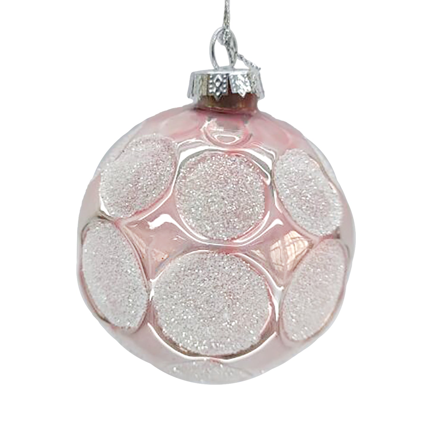 Pink Circle Glitter Beaded Ball Ornament
