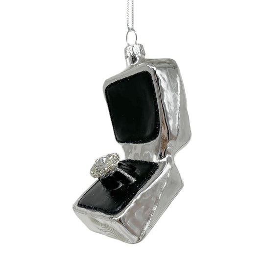 Engagement Ring in a Box Glass Ornament