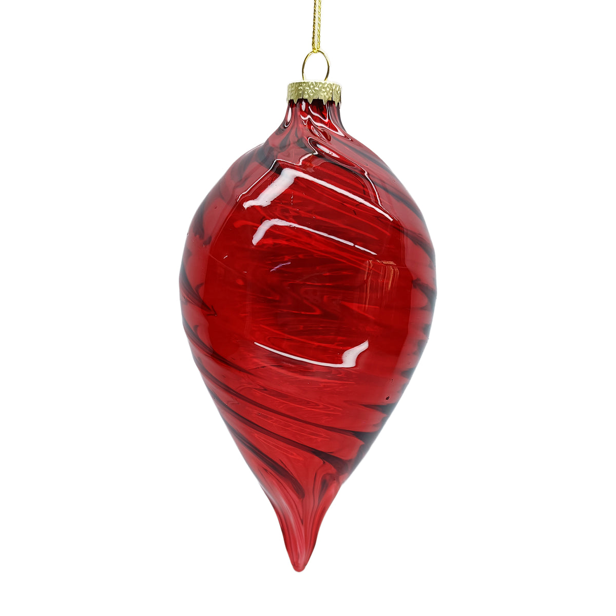 Red Glass Swirl Teardrop Ornament