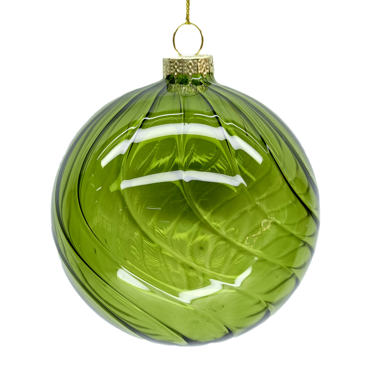 Blown Glass Clear Red or Green Swirl