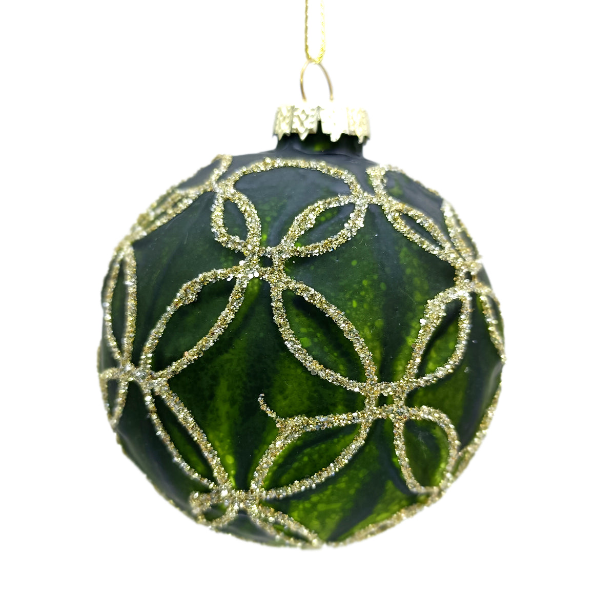 Green or Red & Gold Glitter Round Ornament