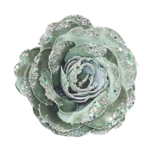 Velvet Glitter Rose Head Ornament