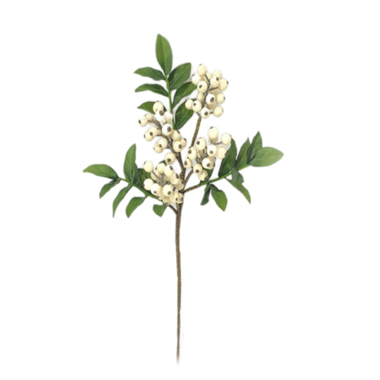 Cream Berry Stem with Leaves