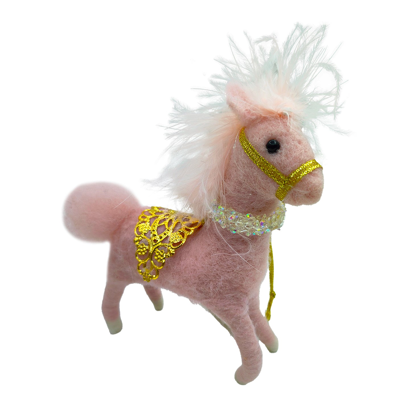 Pink Felted Pony Ornament