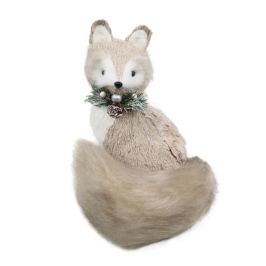 Silver Sitting Fox Decoration