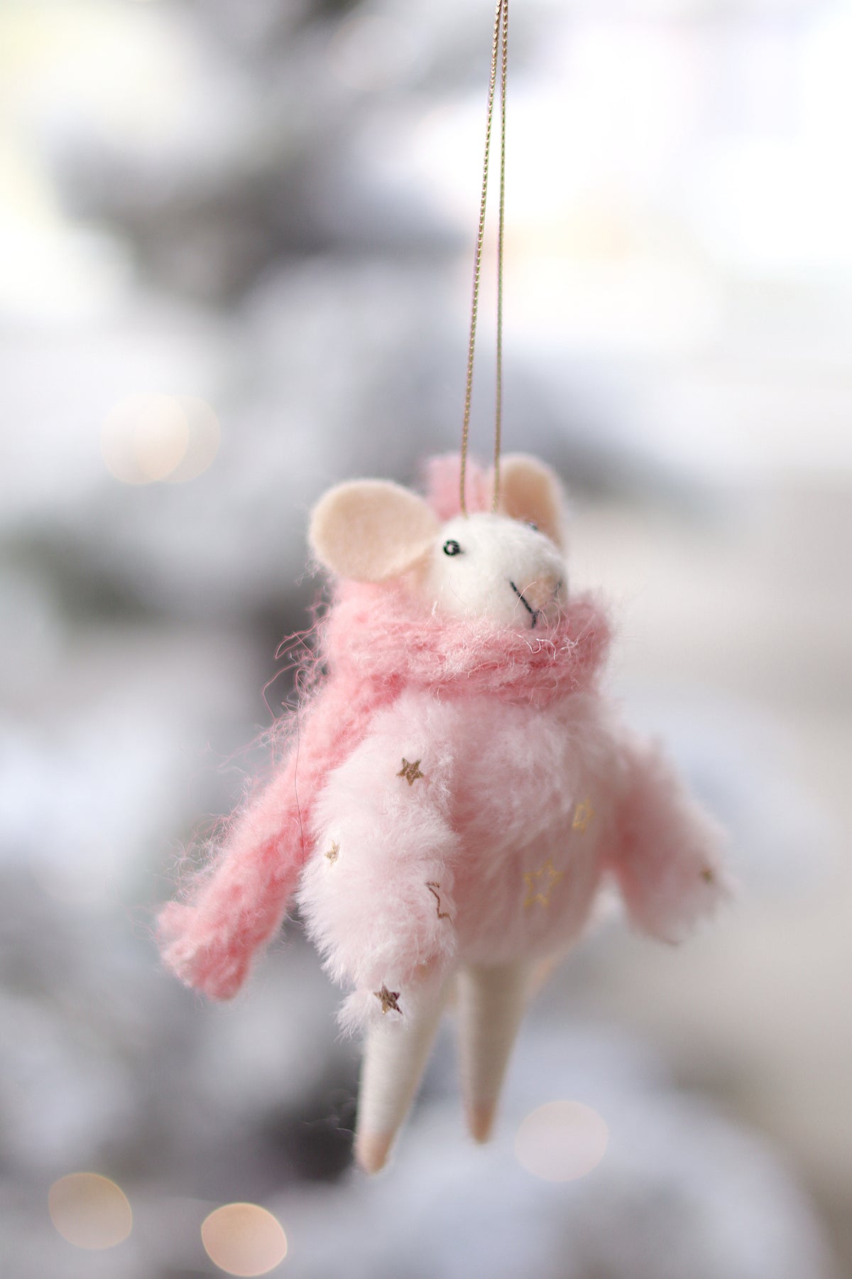 Blizzard Bella Felted Mouse Ornament