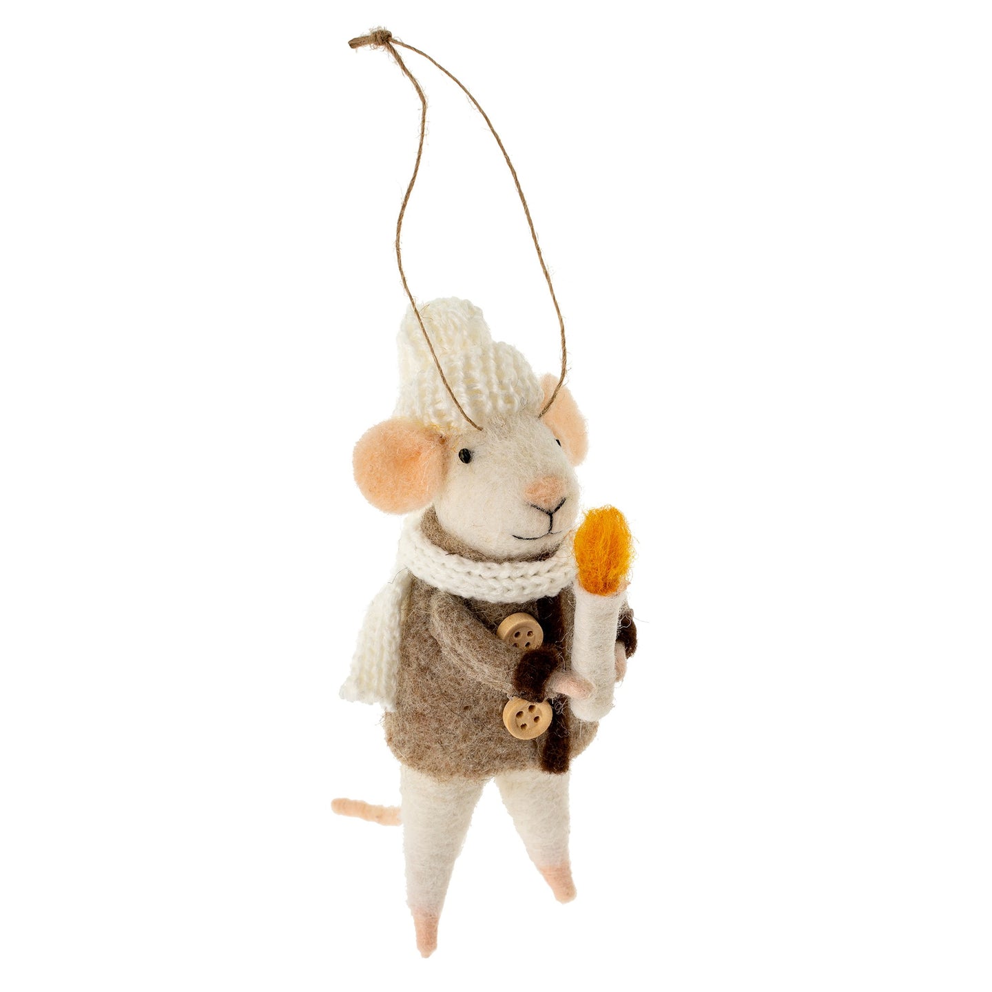 Candlelight Caleb Felted Mouse Ornament