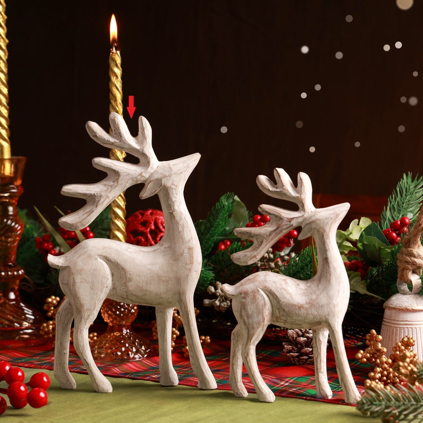 Carved Wooden Reindeer Two Sizes