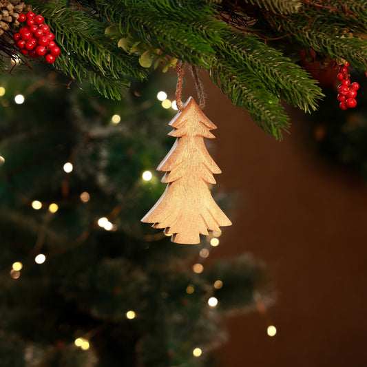 Carved Wooden Tree Ornament
