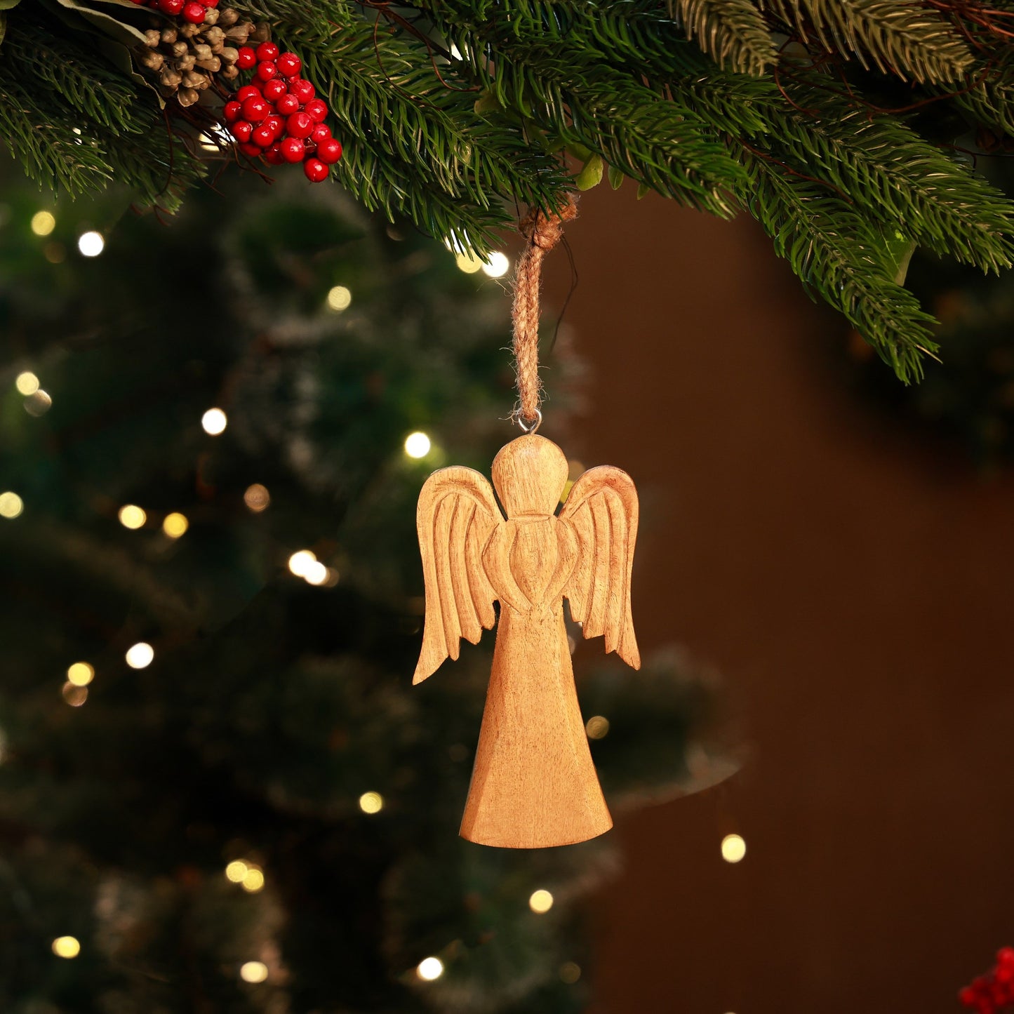 Carved Wooden Angel Ornament