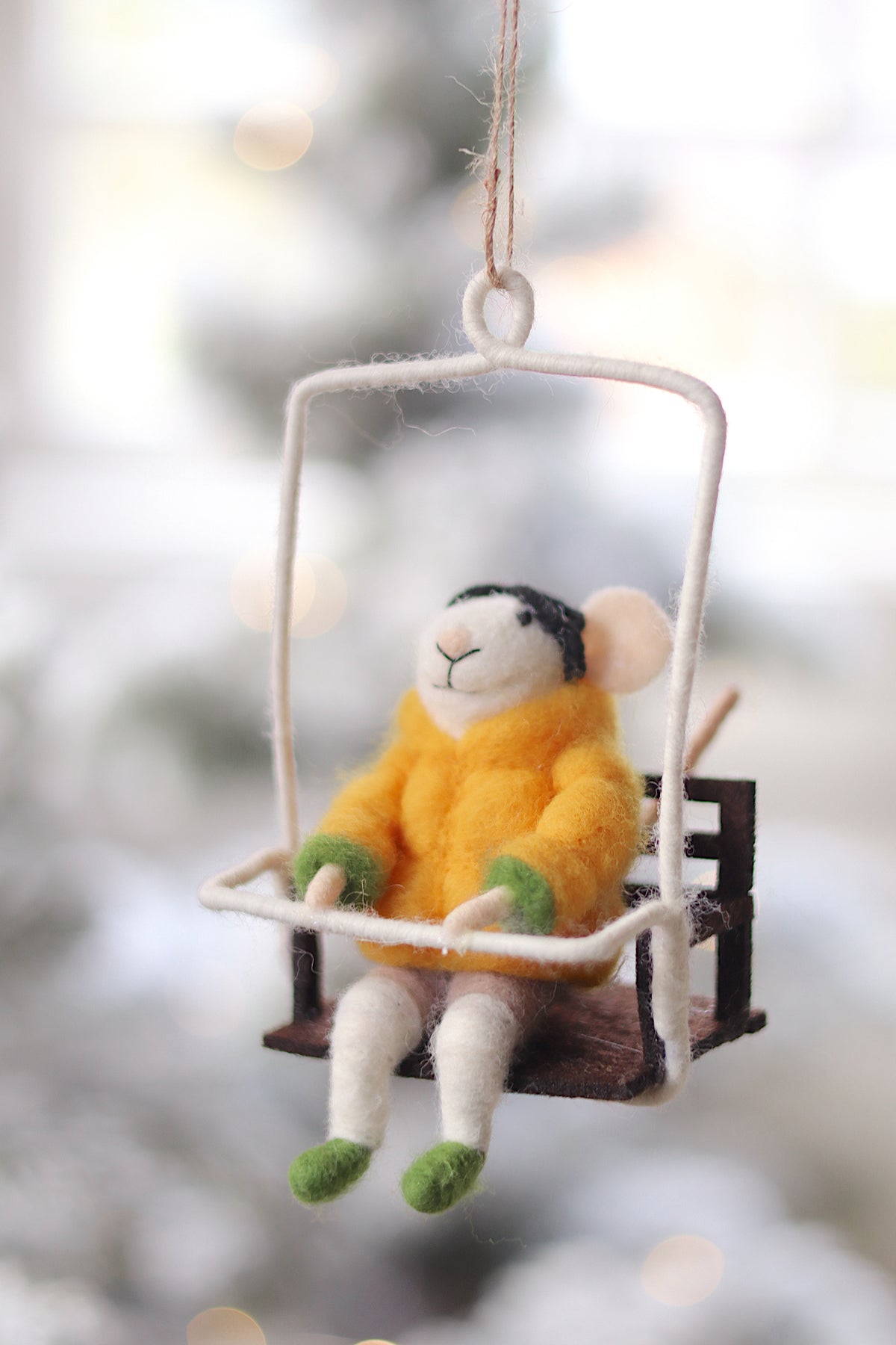 Chairlift Charlie Felted Mouse Ornament