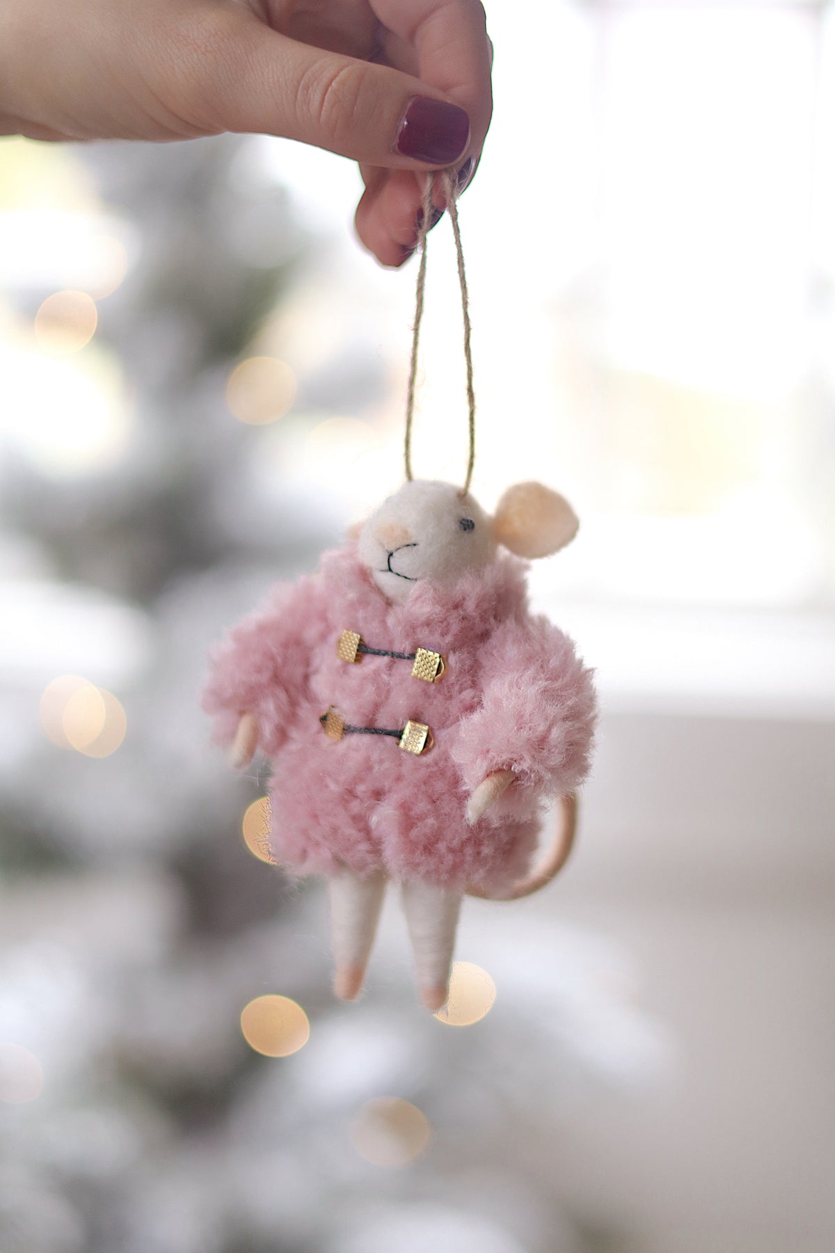 Cozy Clementine Felted Mouse Ornament