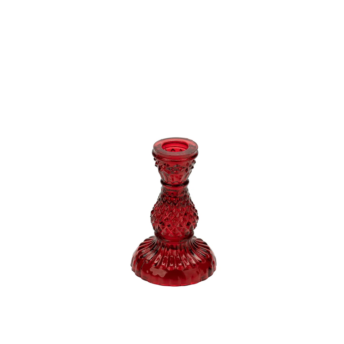 Red or Green Depression Glass Style Candlestick Holders