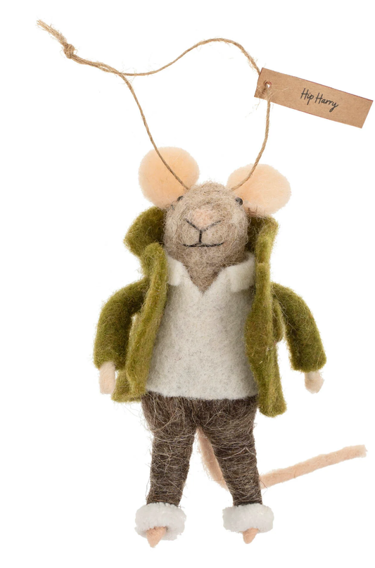 Hip Harry Felted Mouse Ornament