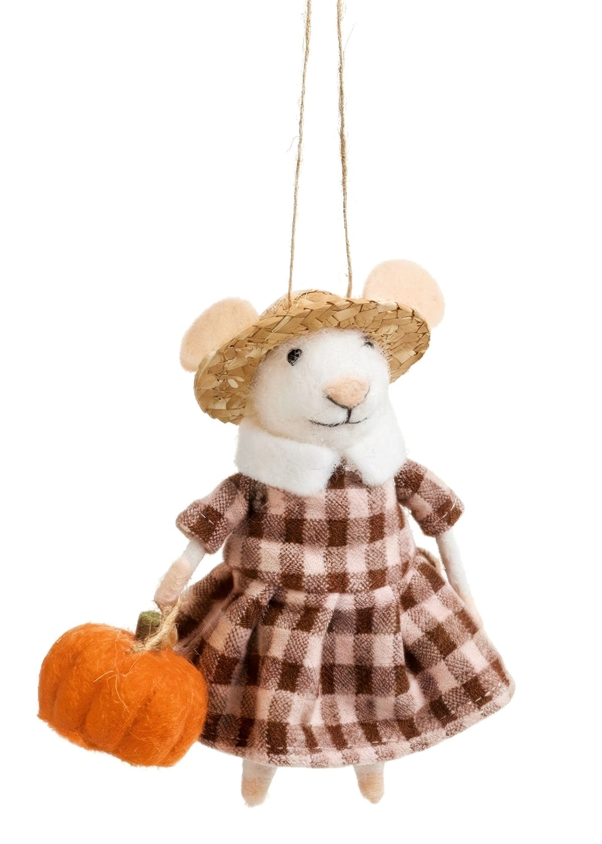 Gingham Girl Fall Felted Mouse