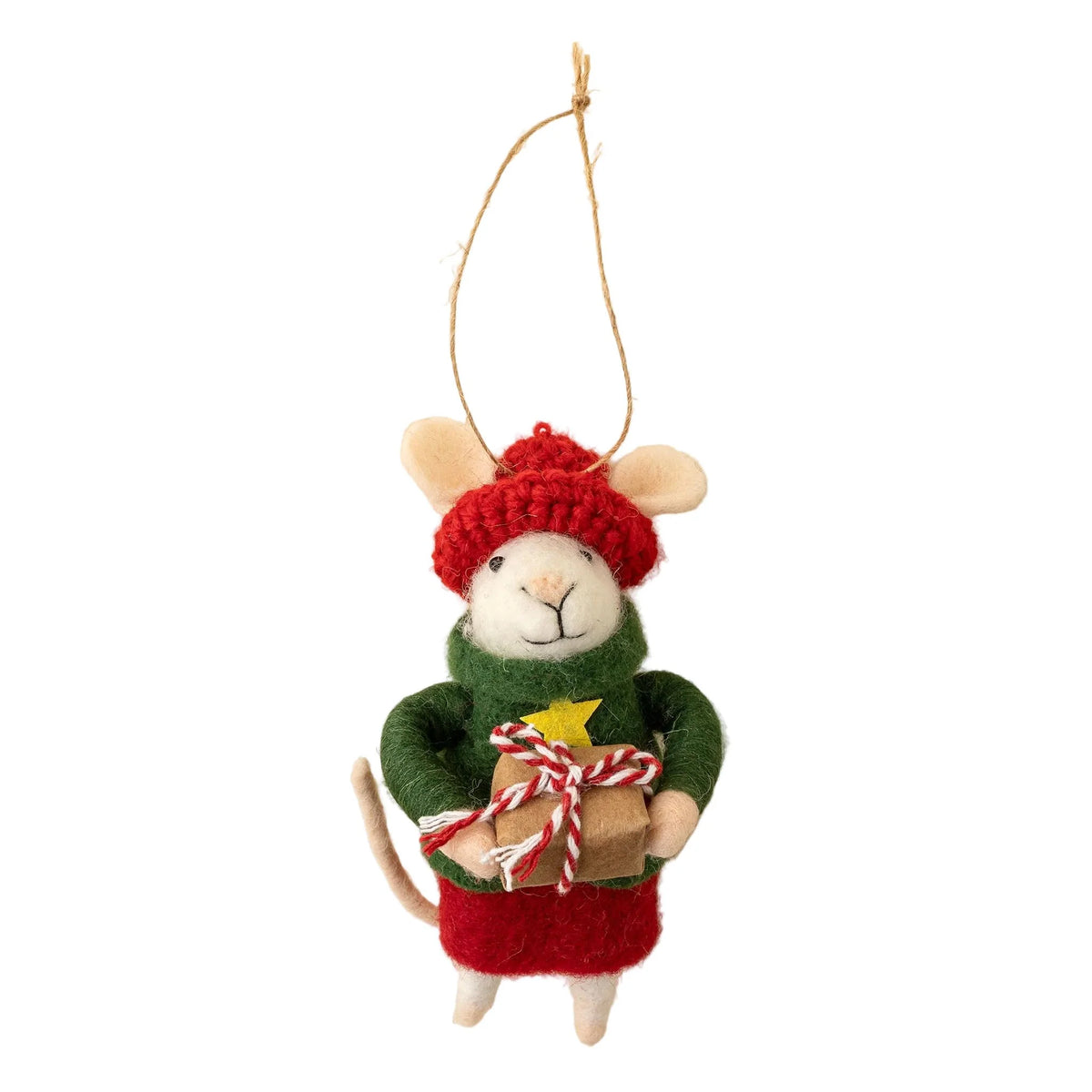 Gift-Giving Gertie Felted Mouse Ornament