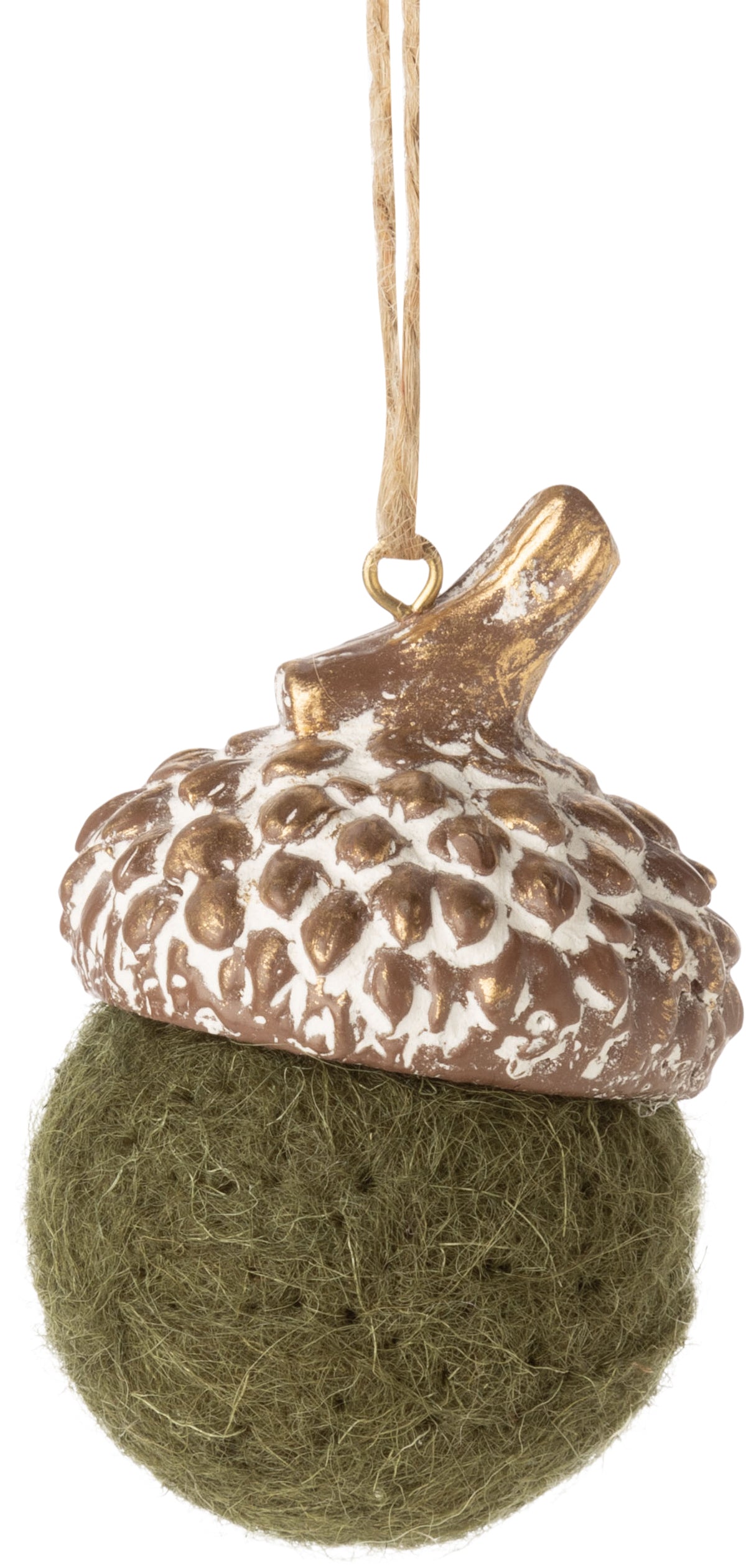 Green Felted Wool Acorn Ornament