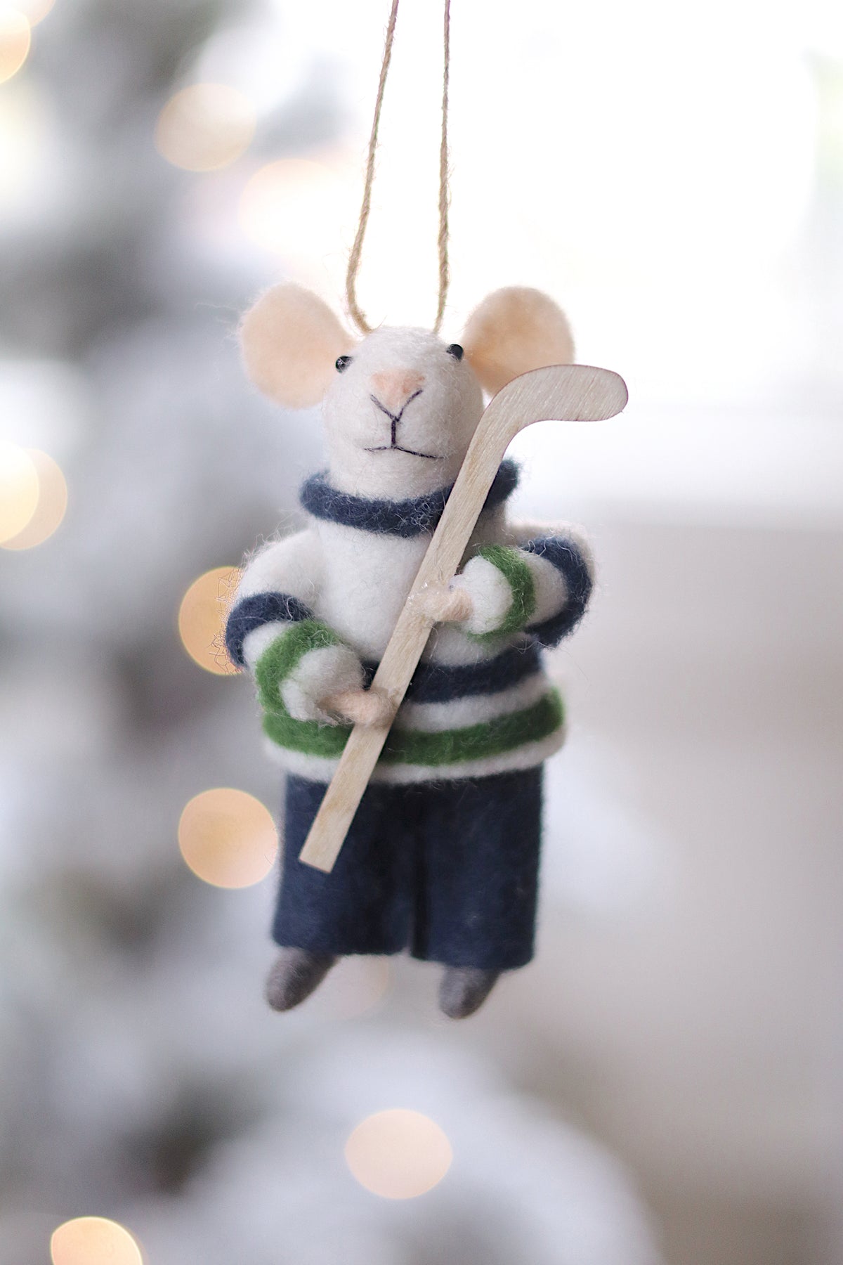 Hockey Hal Felted Mouse Ornament