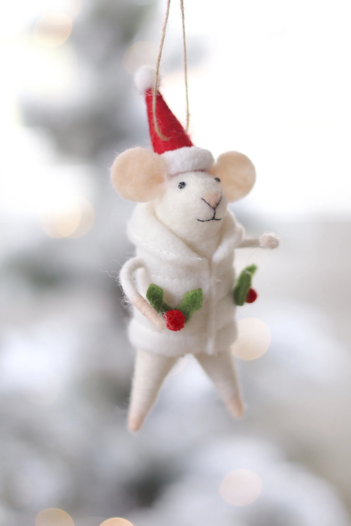 Hollyberry Hattie Felted Mouse Ornament