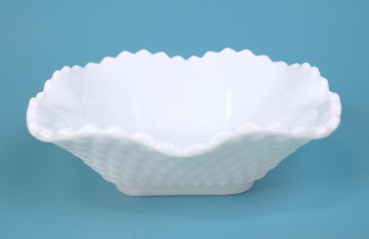 Vintage White Hobnail Ripple Dish