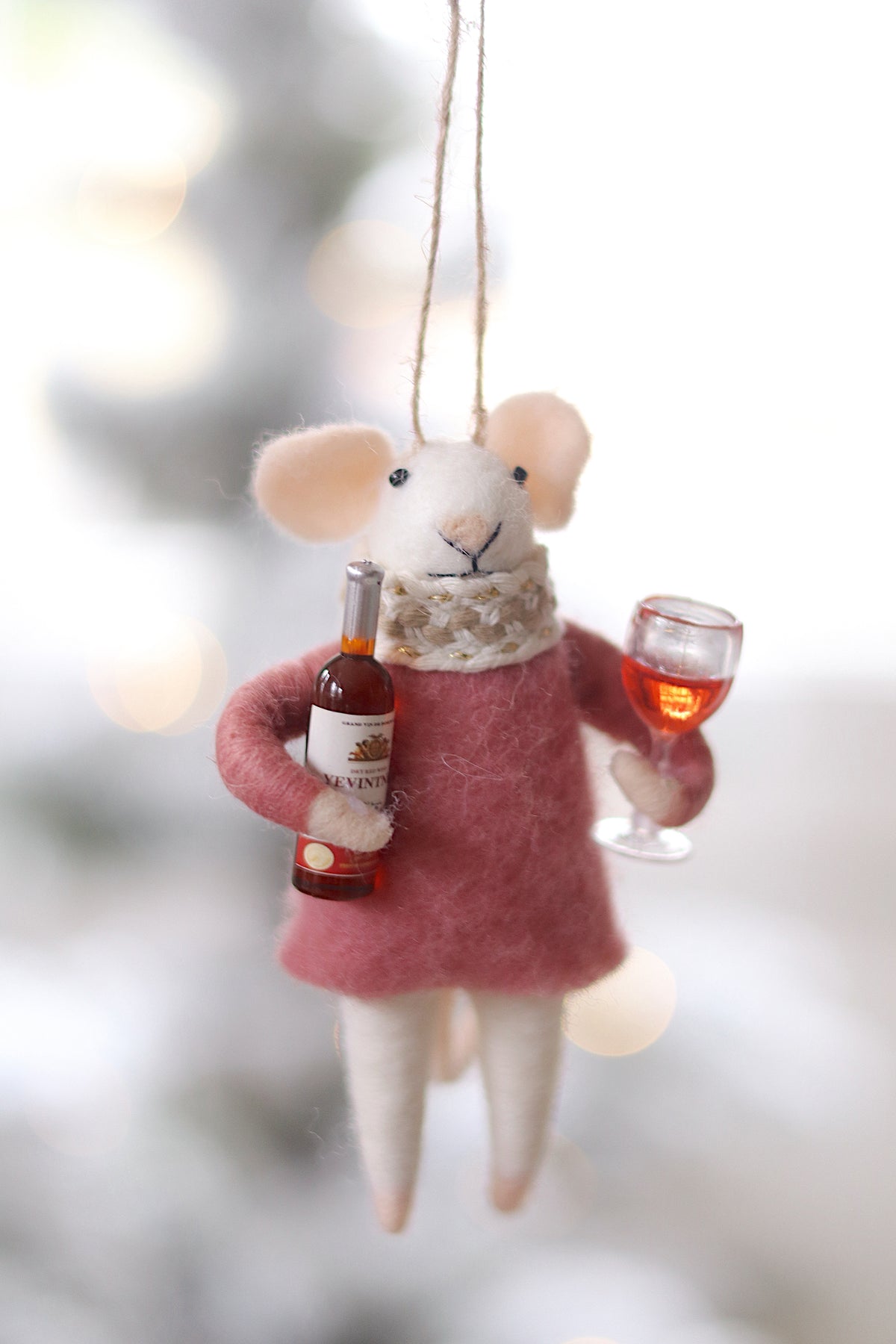 Merlot Millie Felted Mouse Ornament