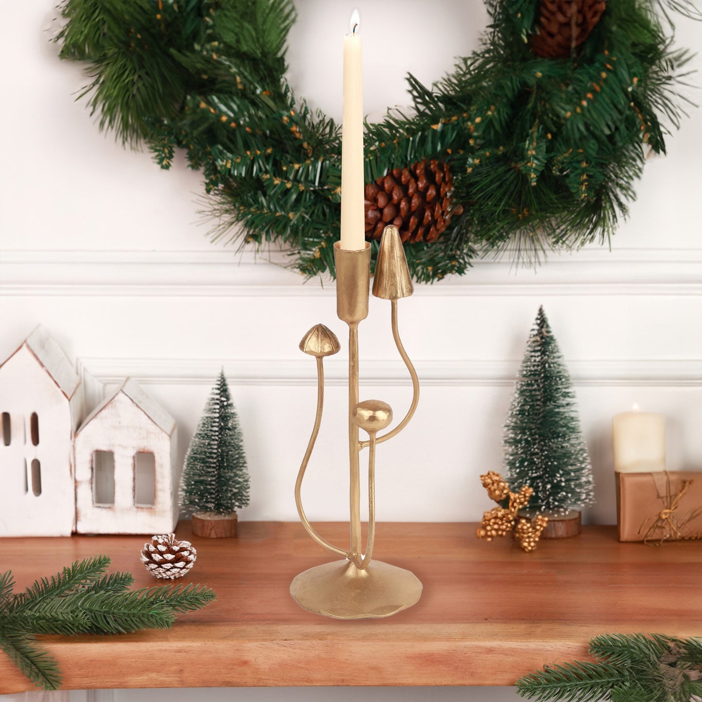 Gold Mushroom Candle Stick Holder