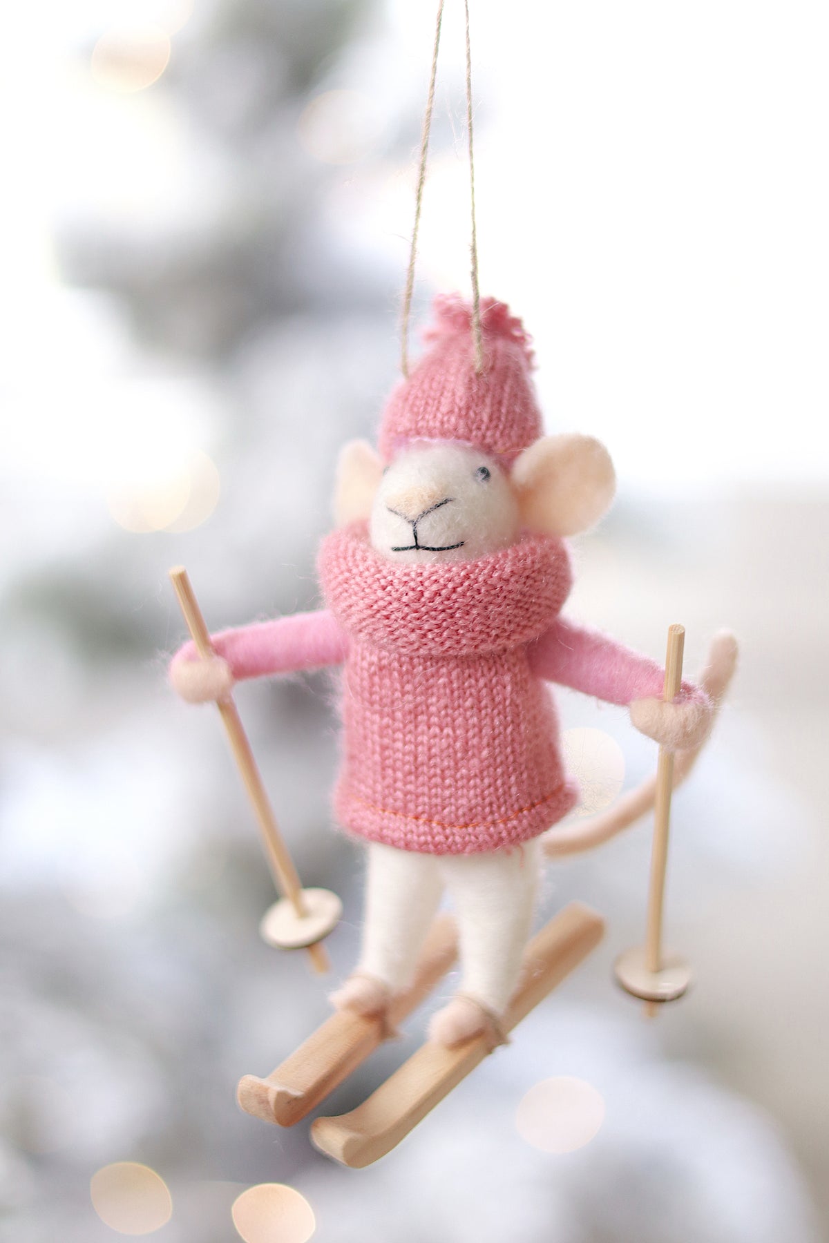 Powder Penny Felted Mouse Ornament