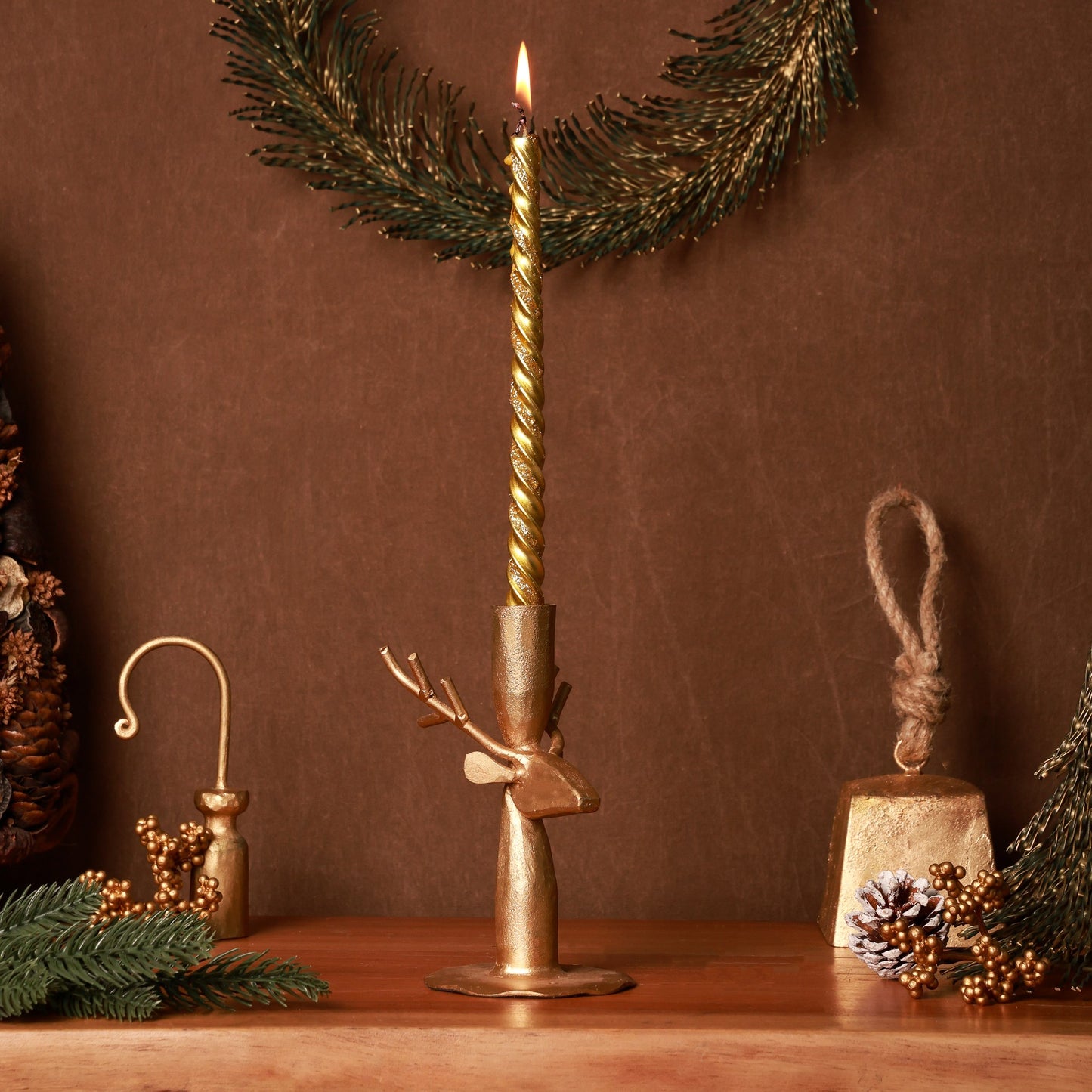 Gold Reindeer Candle Holder