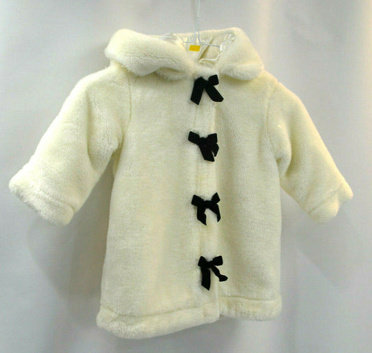 Fuzzy Jacket With Black Bows Infant 0-3