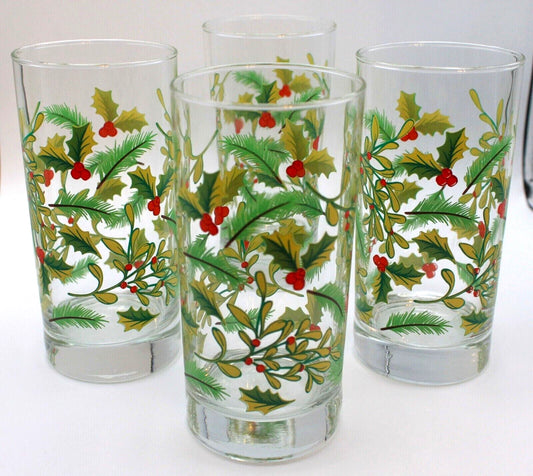 Vintage Libbey Holly Berry Christmas Tumblers