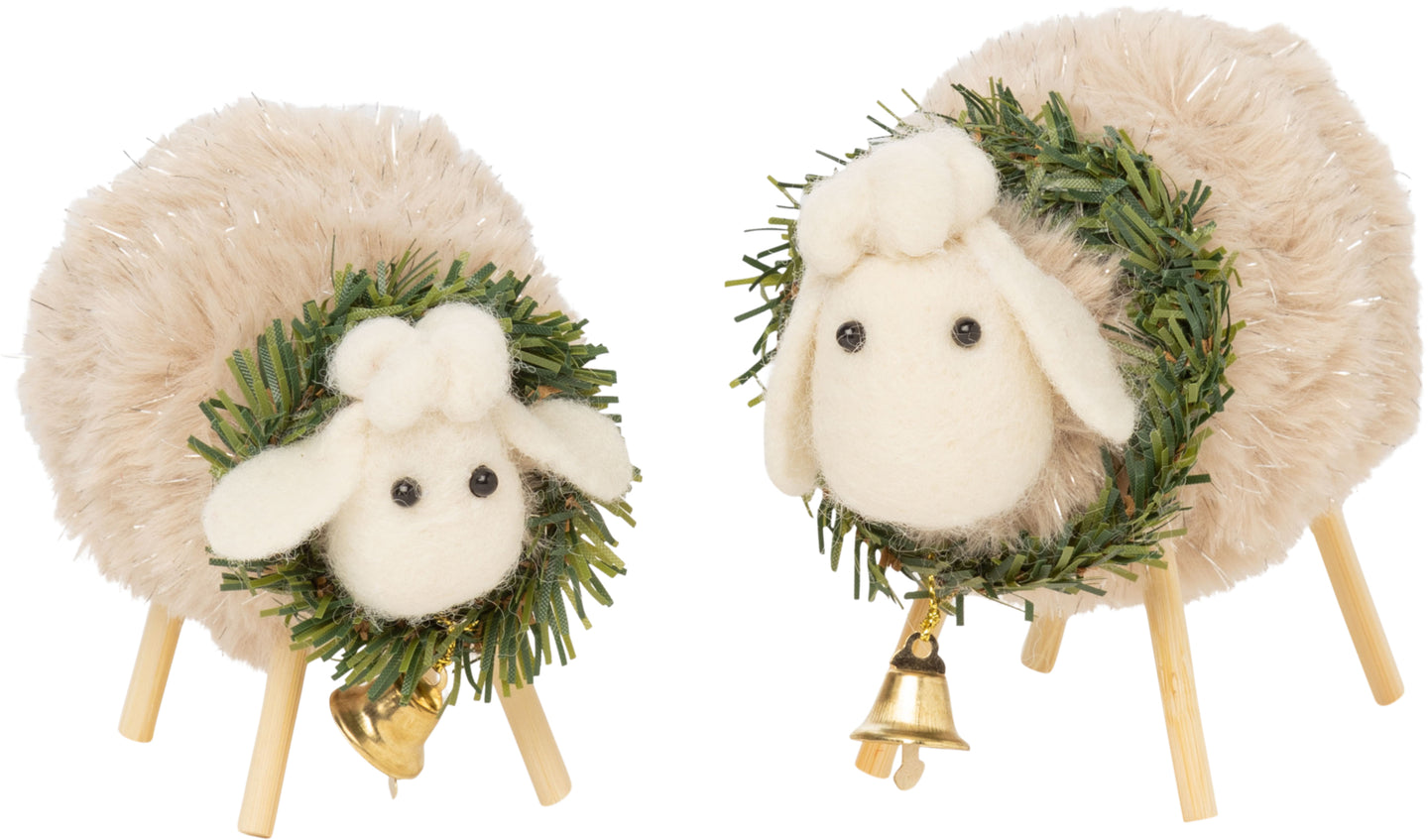 Plush Felted Wool Christmas Sheep