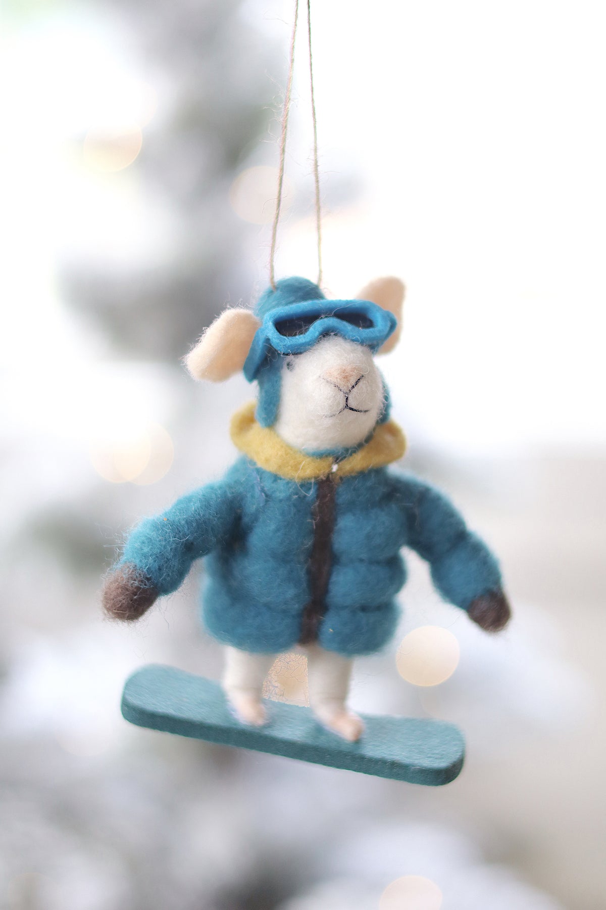 Snowboard Sidney Felted Mouse Ornament