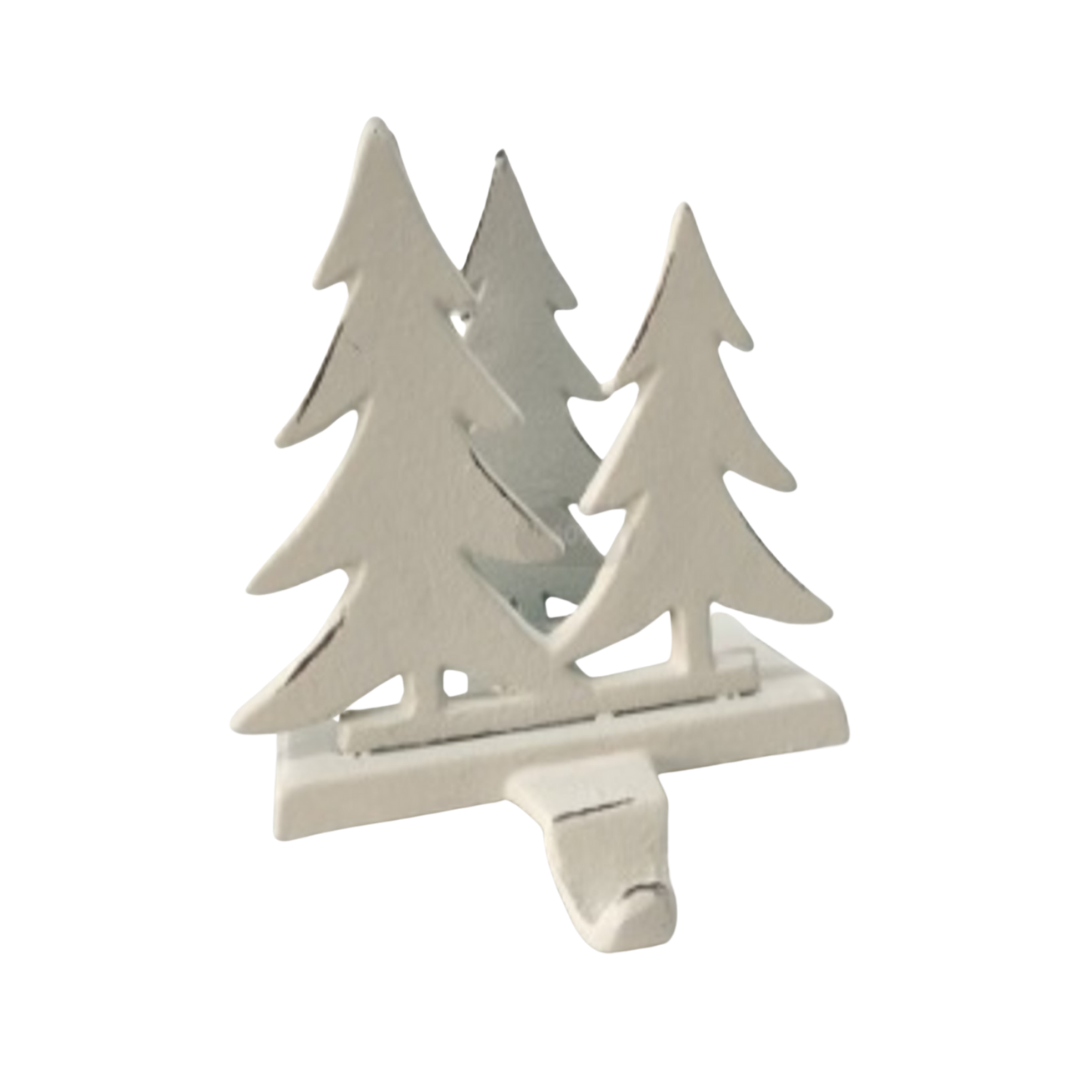 Trio Tree cast iron stocking holder (White)
