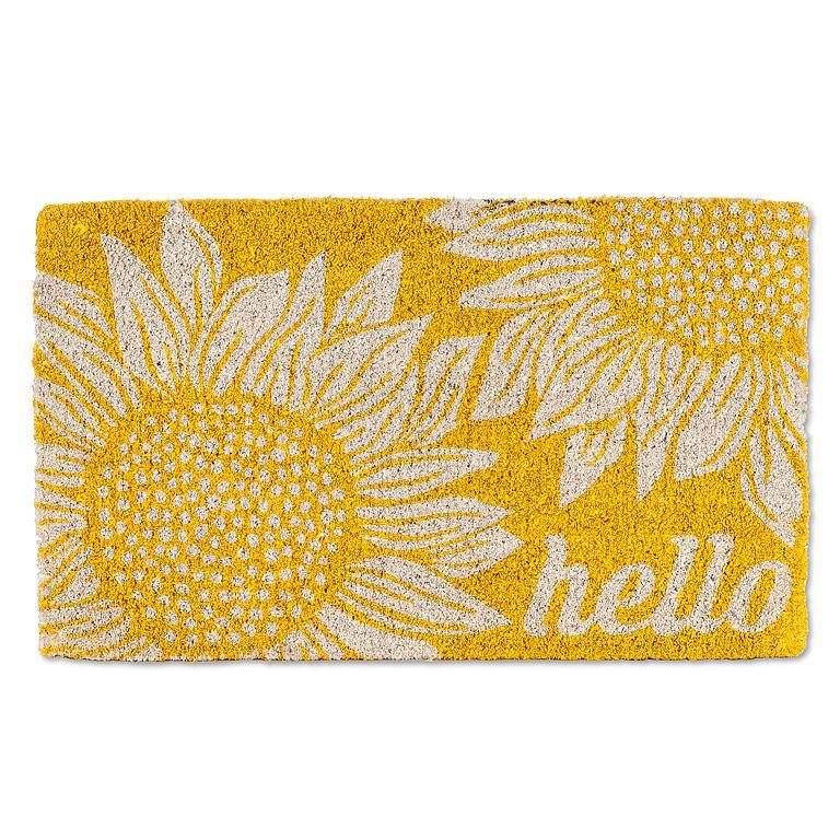 Yellow Sunflower Hello Coir Door mat