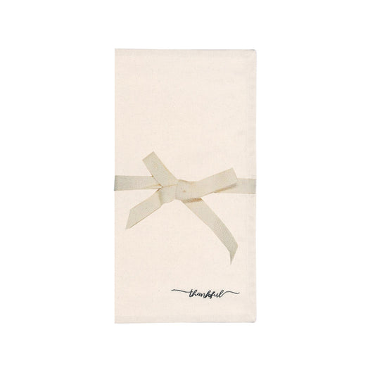 Grateful Script Embroidered Cloth Napkins - Set of 4