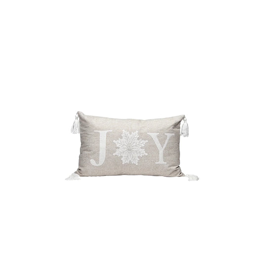 Joy Embroidered Tassel Cushion