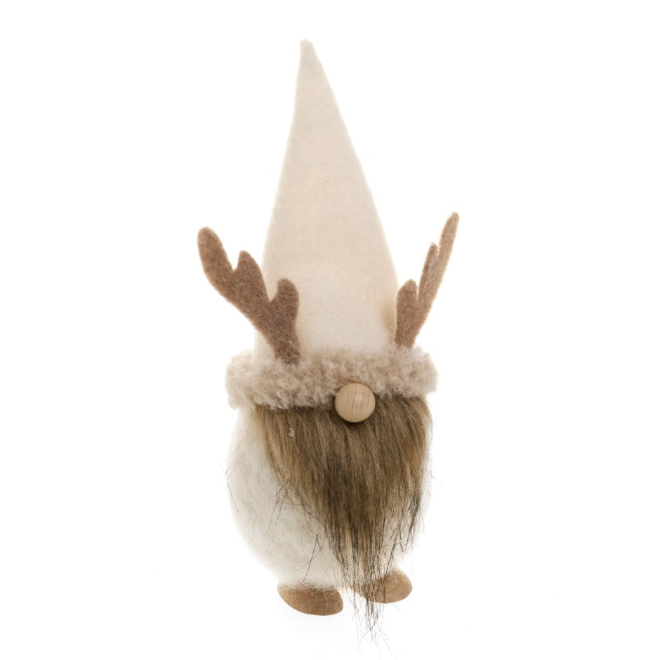 Beige Wool Gnome Reindeer Antlers